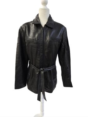 Jones New York Y2K Black Leather Trench Coat